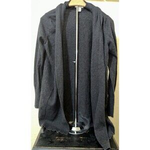 Oh Baby by Motherhood Cardigan Women Med Dark Gray Knit 100% Cotton Open Front